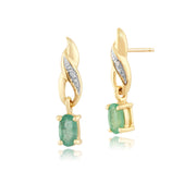 Classic Emerald Single Stone Stud Earrings & Pendant Set Image 2