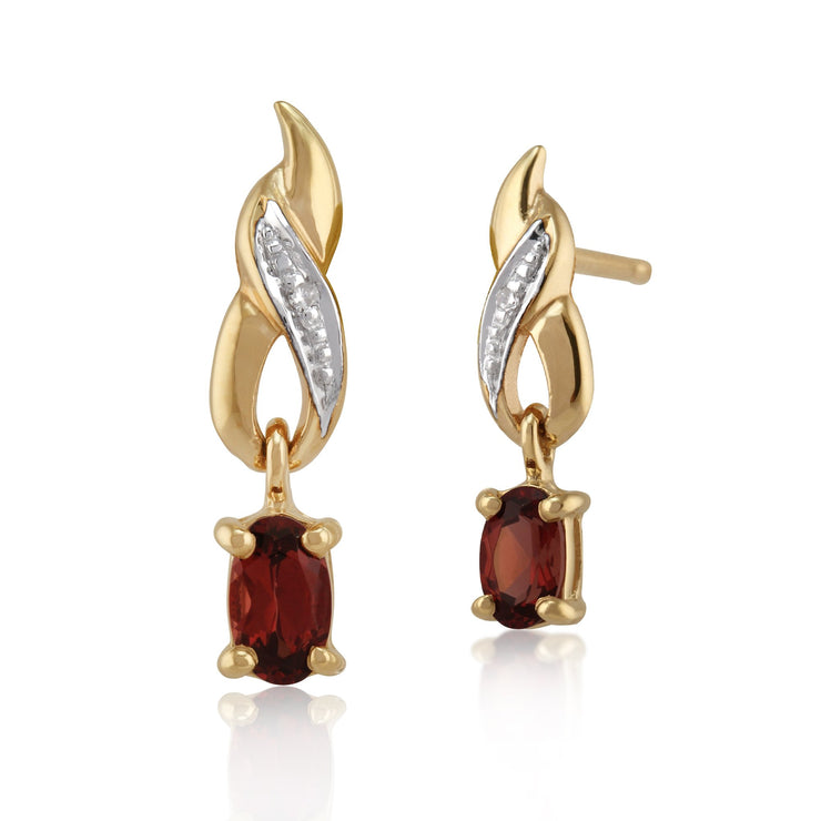 Classic Garnet & Diamond Drop Earrings Image 1