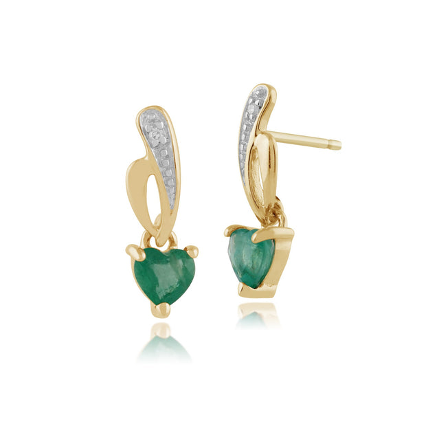 Classic Emerald & Diamond Drop Earrings Image 1