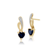 Classic Sapphire & Diamond Heart Drop Earrings Image 1