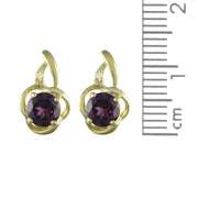Art Nouveau Rhodolite & Diamond Stud Earrings & Pendant Set Image 4