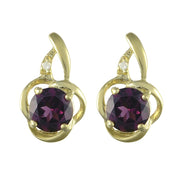 Art Nouveau Rhodolite & Diamond Stud Earrings & Pendant Set Image 2