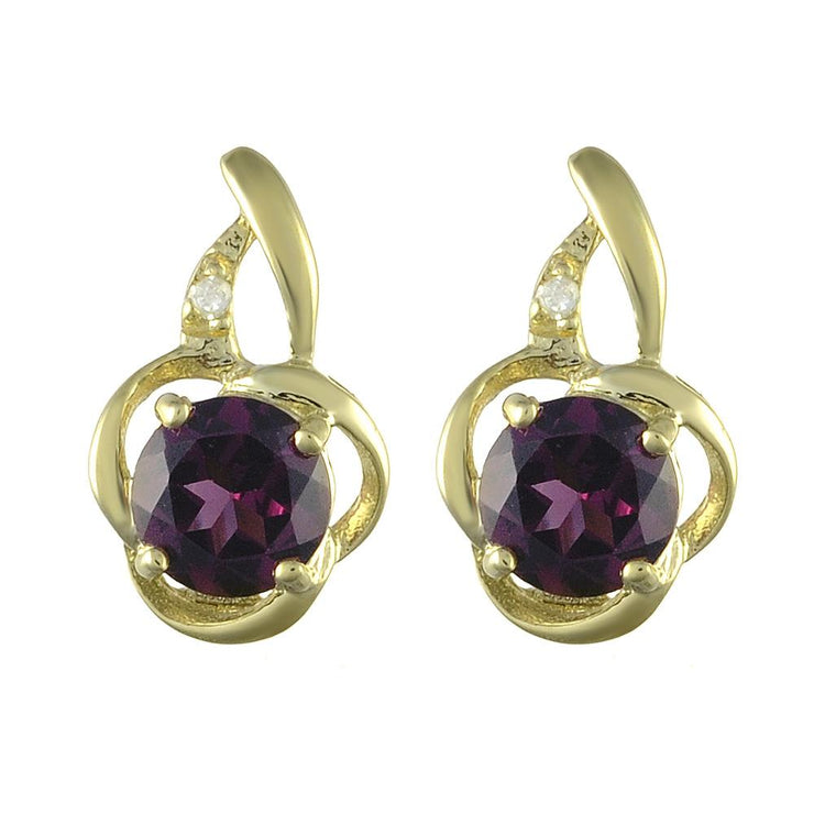 Art Nouveau Rhodolite & Diamond Stud Earrings & Pendant Set Image 2