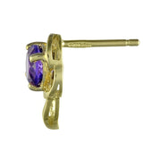 Classic Amethyst & Diamond Stud Earrings & Pendant Set Image 3