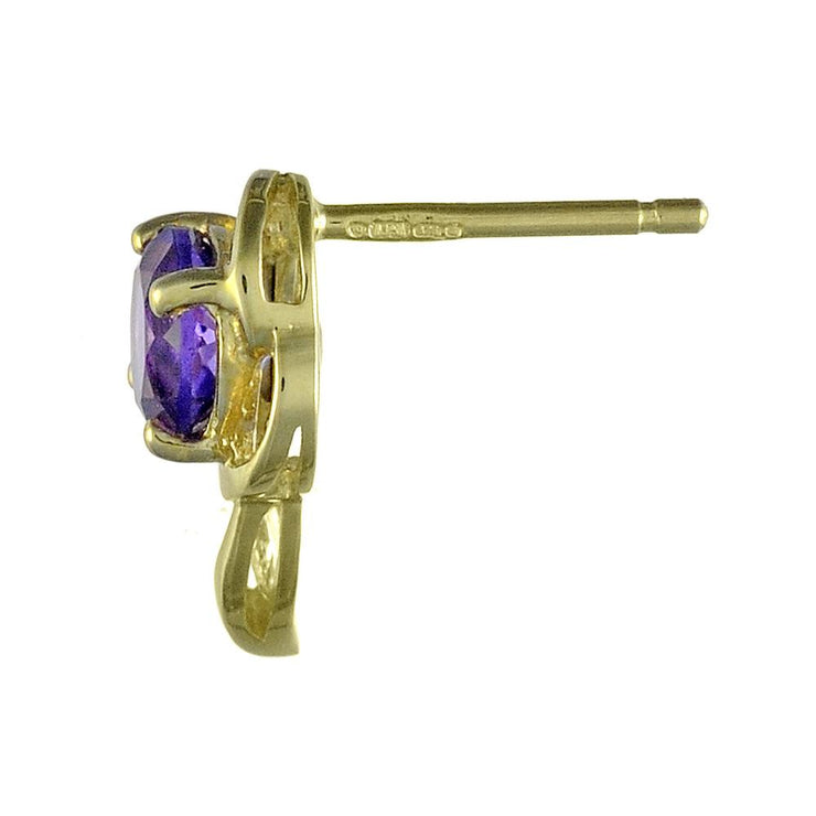 Classic Amethyst & Diamond Stud Earrings & Pendant Set Image 3