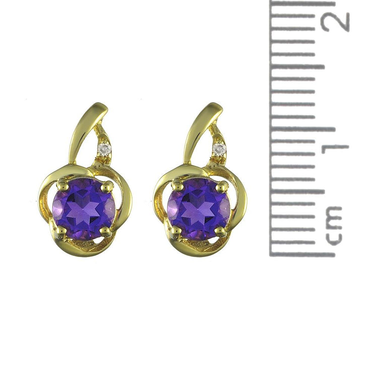 Classic Amethyst & Diamond Stud Earrings & Pendant Set Image 4