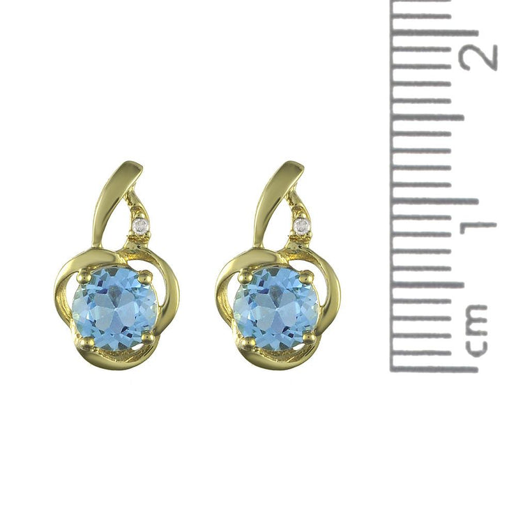 Classic Blue Topaz & Diamond Stud Earrings & Pendant Set Image 4