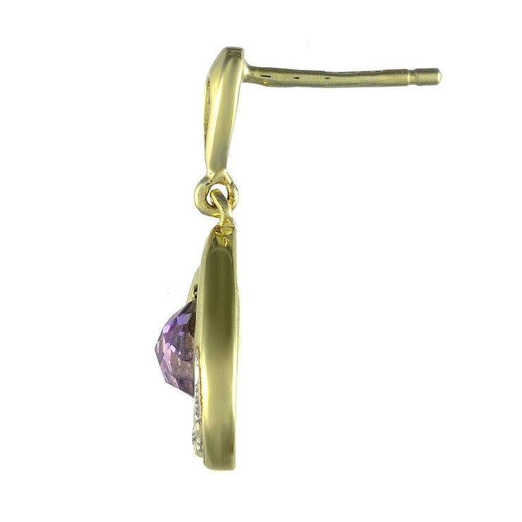 Art Nouveau Amethyst & Diamond Drop Earrings & Pendant Set Image 3