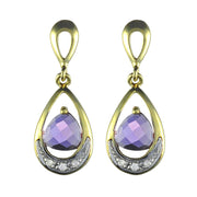Art Nouveau Amethyst & Diamond Drop Earrings & Pendant Set Image 2