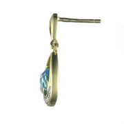 Art Nouveau Blue Topaz & Diamond Drop Earrings & Pendant Set Image 3