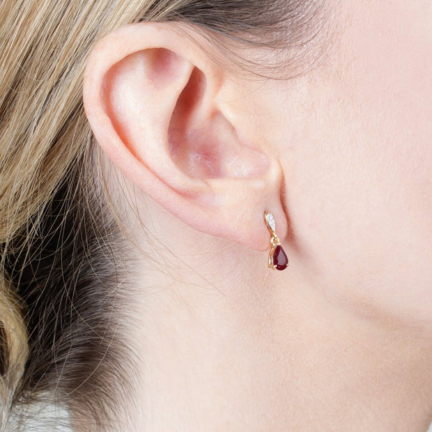 Classic Garnet & Diamond Drop Earrings Image 2