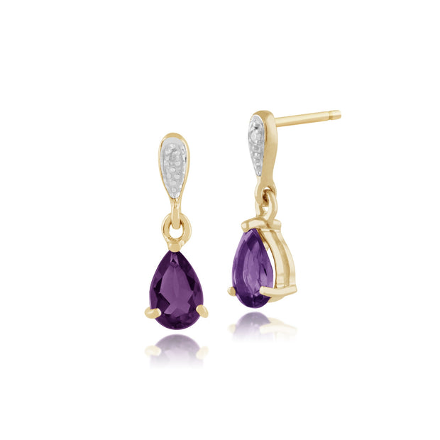 Classic Amethyst & Diamond Drop Earrings Image 1