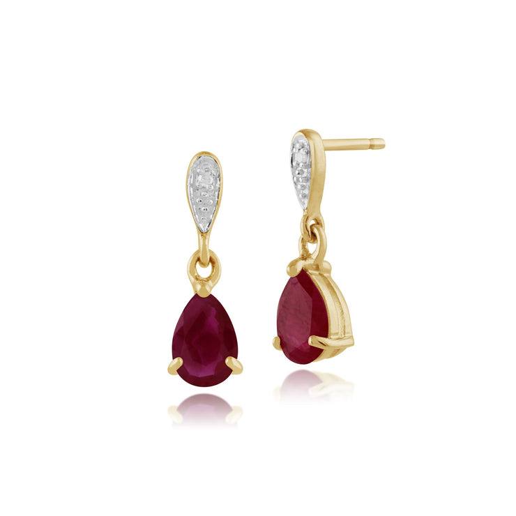 Classic Ruby & Diamond Drop Earrings Image 1