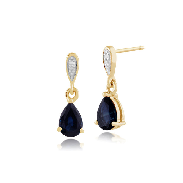 Classic Sapphire & Diamond Drop Earrings Image 1