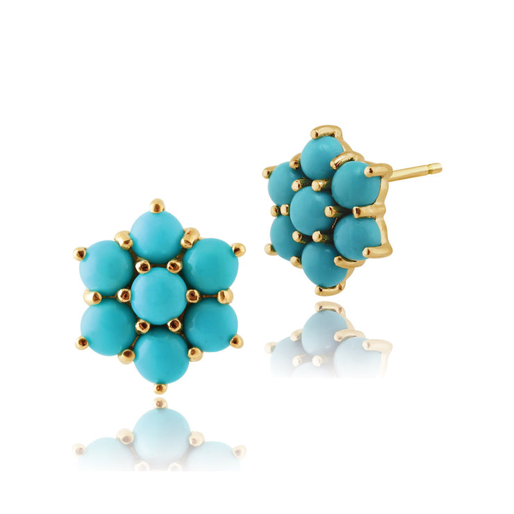 Floral Turquoise Cluster Stud Earrings Image 1