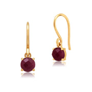 Classic Ruby Checkerboard Fish Hook Drop Earrings & Pendant Set Image 2