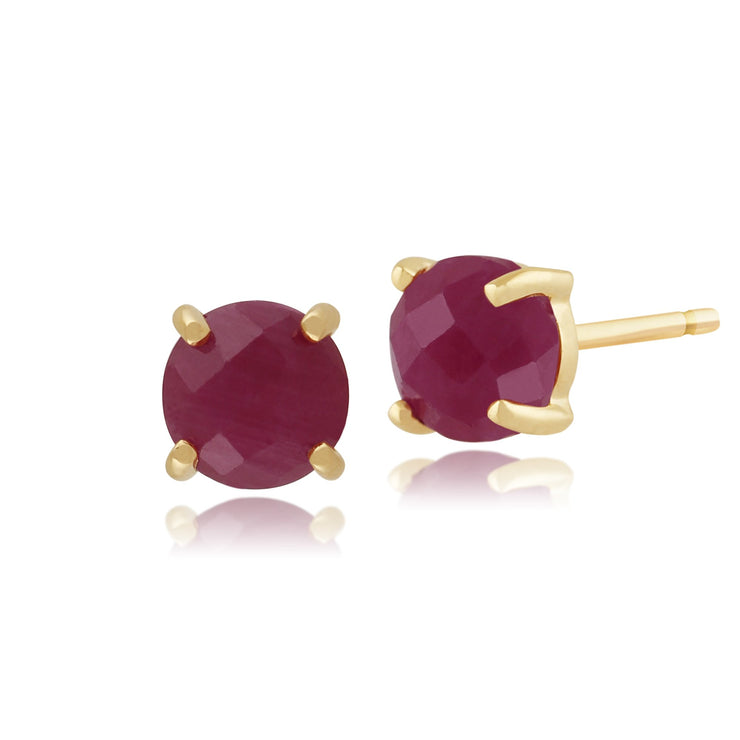 Classic Ruby Checkerboard Stud Earrings Image 1