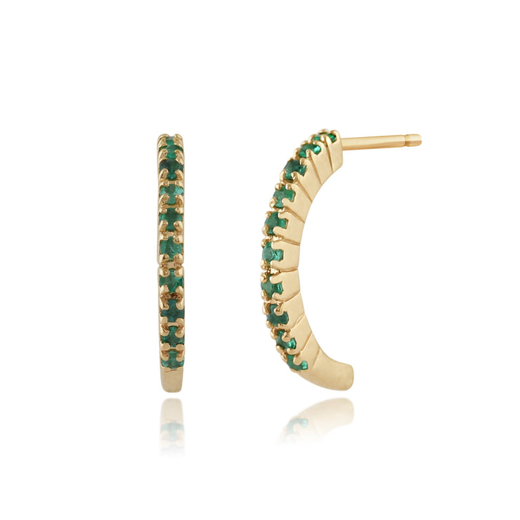 Classic Emerald Half Hoop Style Earrings Image 1