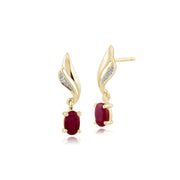 Classic Ruby & Diamond Twist Drop Earrings Image 1