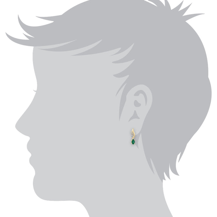 Classic Emerald & Diamond Drop Earrings Image 2