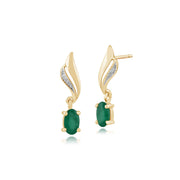 Classic Emerald & Diamond Drop Earrings Image 1