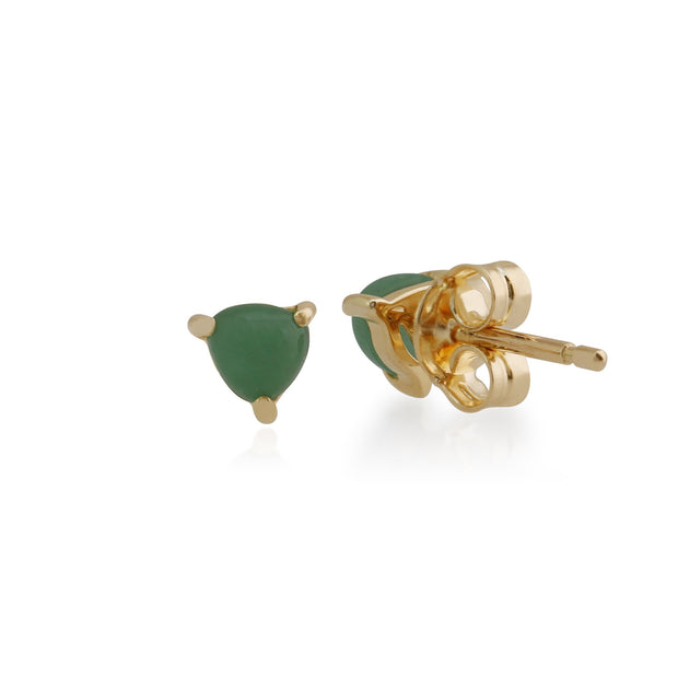 Classic Trillion Green Jade Stud Earrings Image 2