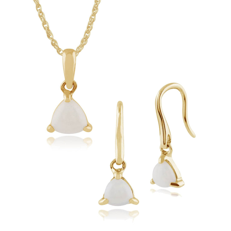 Classic Triangle Opal Drop Earrings & Pendant Set Image 1