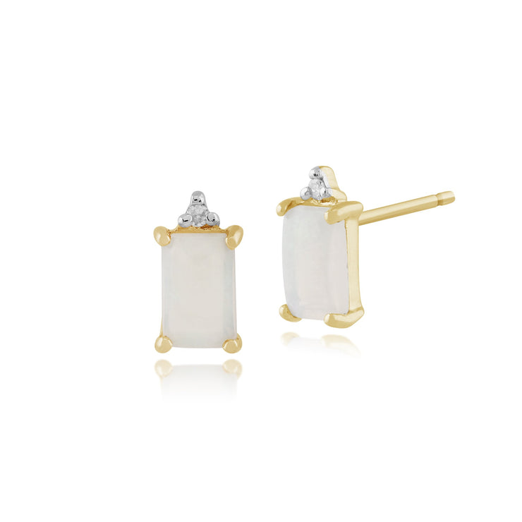 Classic Baguette Opal & Diamond Stud Earrings & Pendant Set Image 2