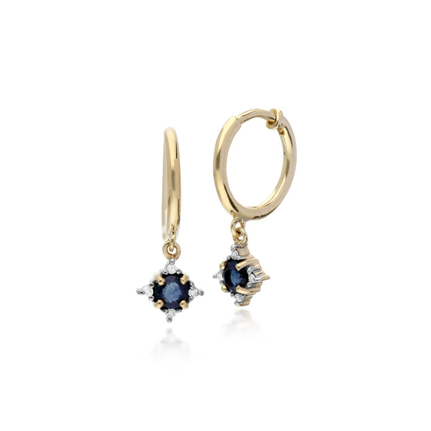 Classic Sapphire & Diamond Hinged Hoop Earrings Image 1