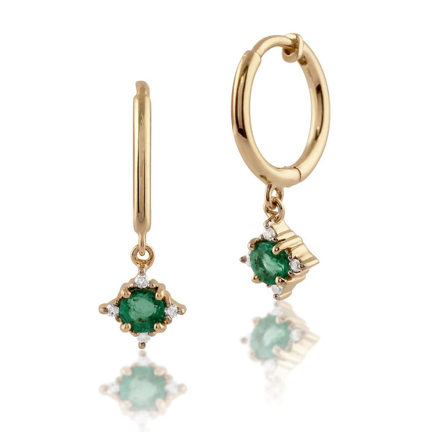 Classic Emerald & Diamond Hoop Earrings Image 1