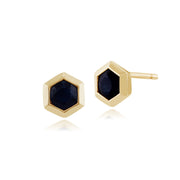 Geometric Sapphire Bezel Set Stud Earrings & Pendant Set Image 2