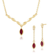 Classic Ruby Drop Earrings & Necklace Set Image 1