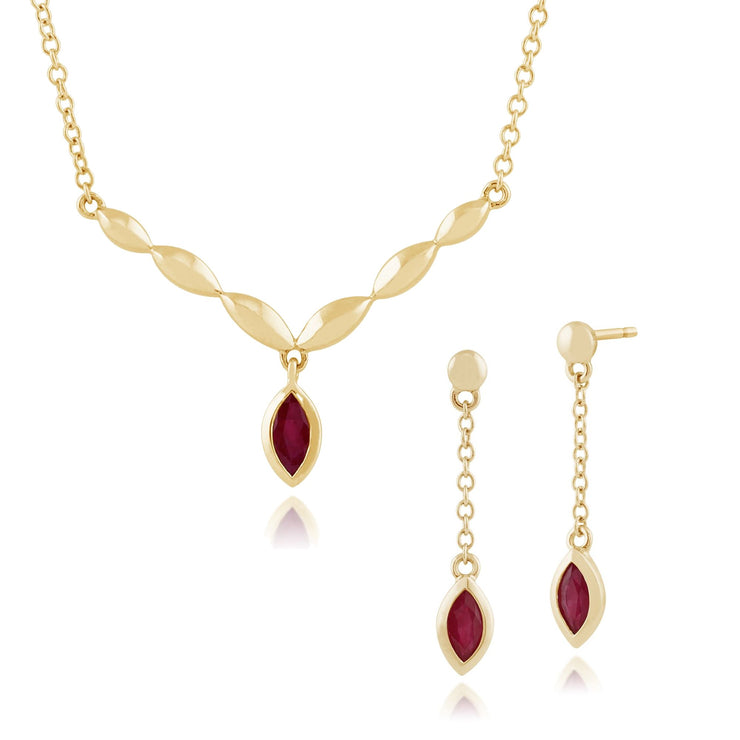 Classic Ruby Drop Earrings & Necklace Set Image 1