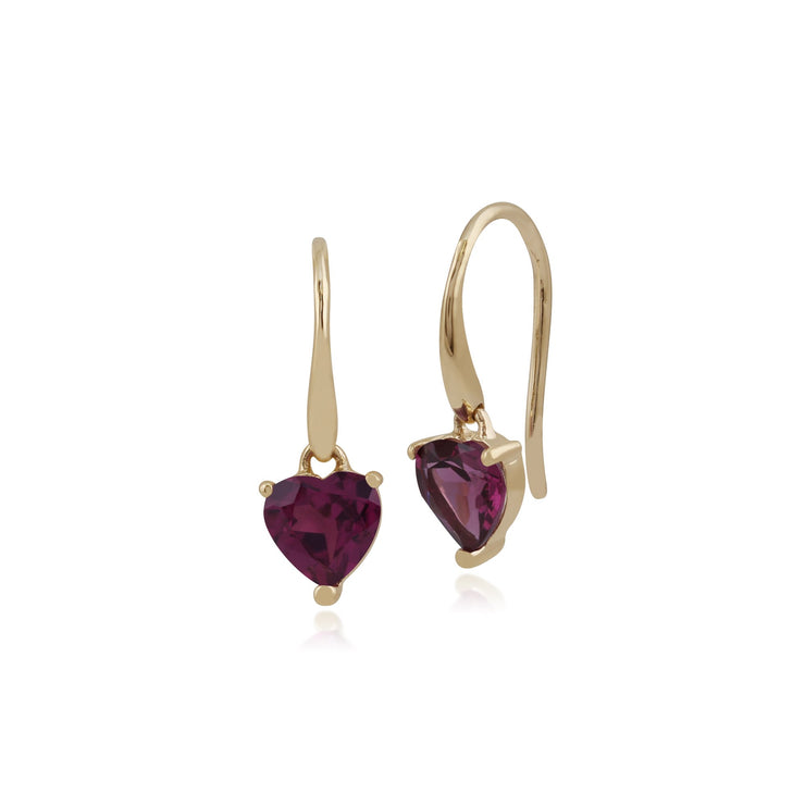 Classic Heart Rhodolite Garnet Drop Earrings Image 1