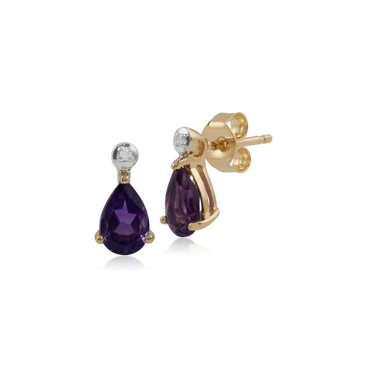 Classic Amethyst & Diamond Drop Earrings Image 1