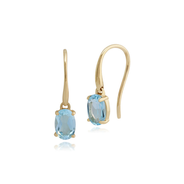 Classic Blue Topaz Single Stone Drop Earrings & Bracelet Set Image 2