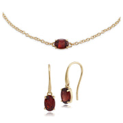 Classic Garnet Single Stone Drop Earrings & Bracelet Set Image 1