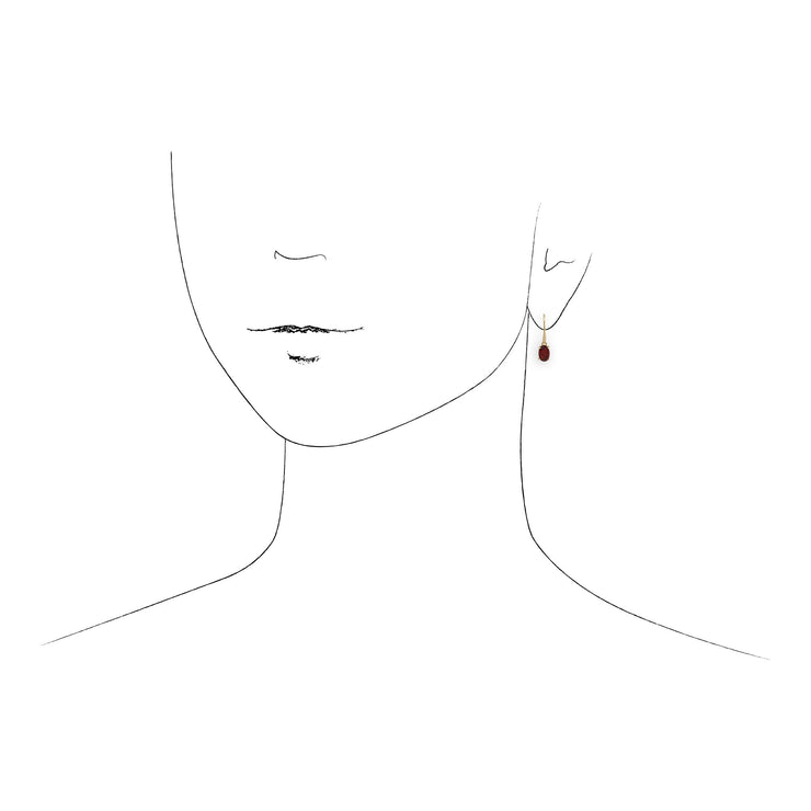 Classic Oval Garnet Drop Earrings Image 2