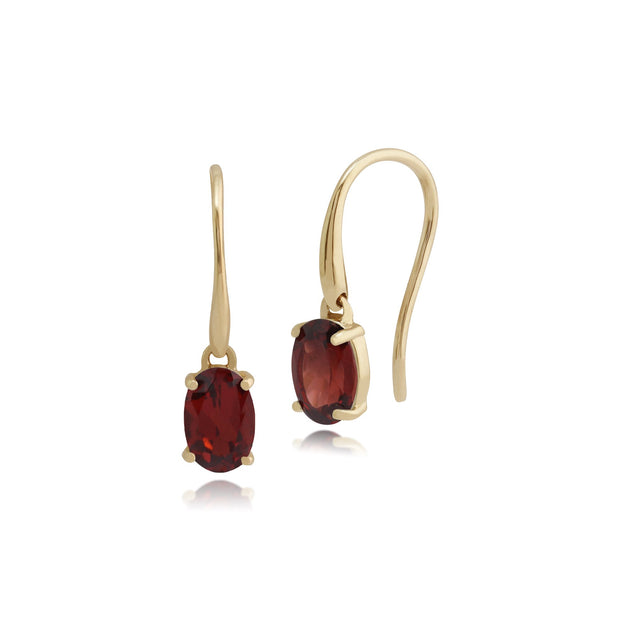 Classic Oval Garnet Drop Earrings Image 1