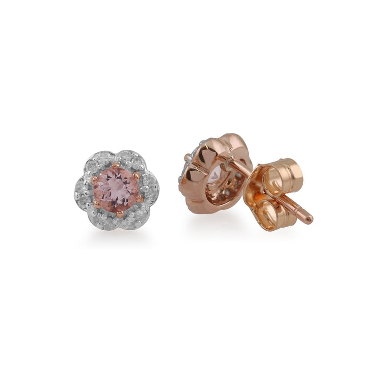 Floral Morganite & Diamond Stud Earrings Image 2