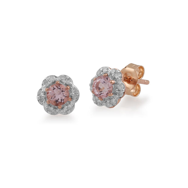 Floral Morganite & Diamond Earring & Ring Set Image 2