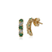 Classic Emerald & Diamond Half Hoop Earrings Image 2