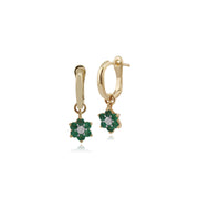 Floral Emerald & Diamond Hoop Earrings Image 1