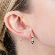 Floral Ruby & Diamond Hoop Earrings Image 2