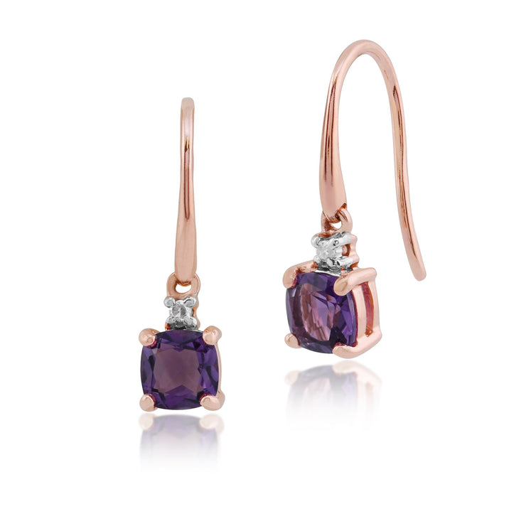 Classic Amethyst & Diamond Drop Earrings Image 1