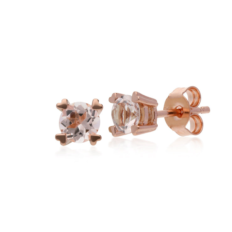 Classic Morganite Heart Claw Stud Earrings Image 1