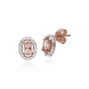 Classic Morganite & Diamond Halo Stud Earrings & Pendant Image 2