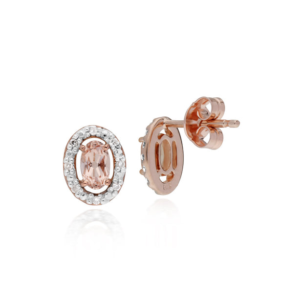 Classic Morganite & Diamond Halo Stud Earrings Image 2