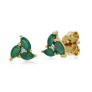 Floral Emerald & Diamond Stud Earrings Image 1