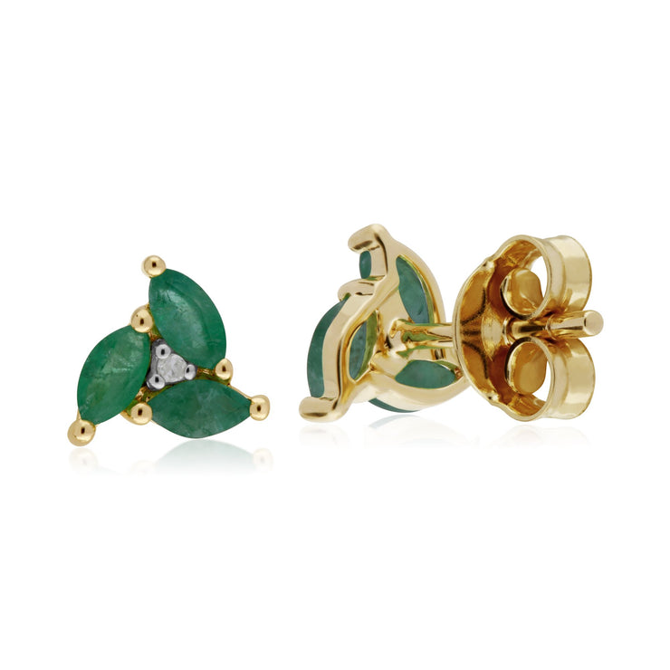 Floral Emerald & Diamond Stud Earrings Image 2